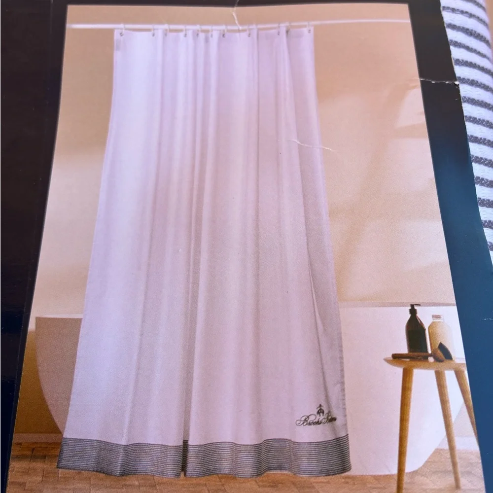 NWT Brooks Brothers Rope Stripe Border Shower Curtain